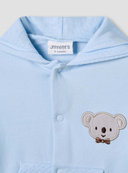 Juniors Hooded Sleepsuit with Koala Applique - Cotton - Long Sleeves-baby-girls-clothing-nightwear-sleepsuits-image-4