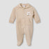 Juniors Hooded Sleepsuit with Animal Applique - Cotton - Long Sleeves - Beige / 9-12 mths