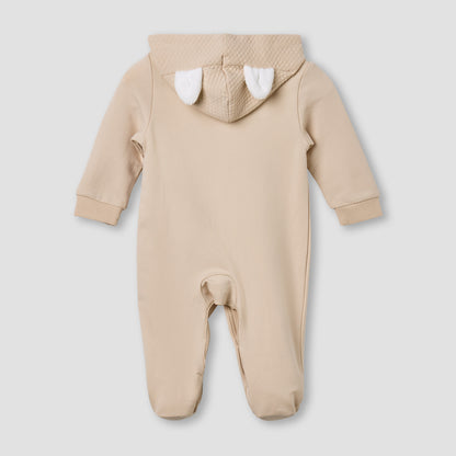 Juniors Hooded Sleepsuit with Animal Applique - Cotton - Long Sleeves