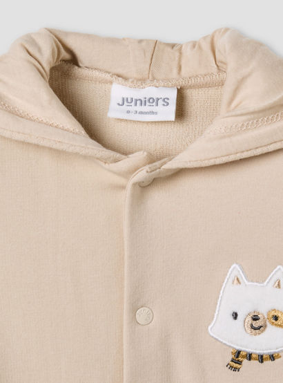 Juniors Hooded Sleepsuit with Animal Applique - Cotton - Long Sleeves-baby-boys-clothing-nightwear-sleepsuits-image-4