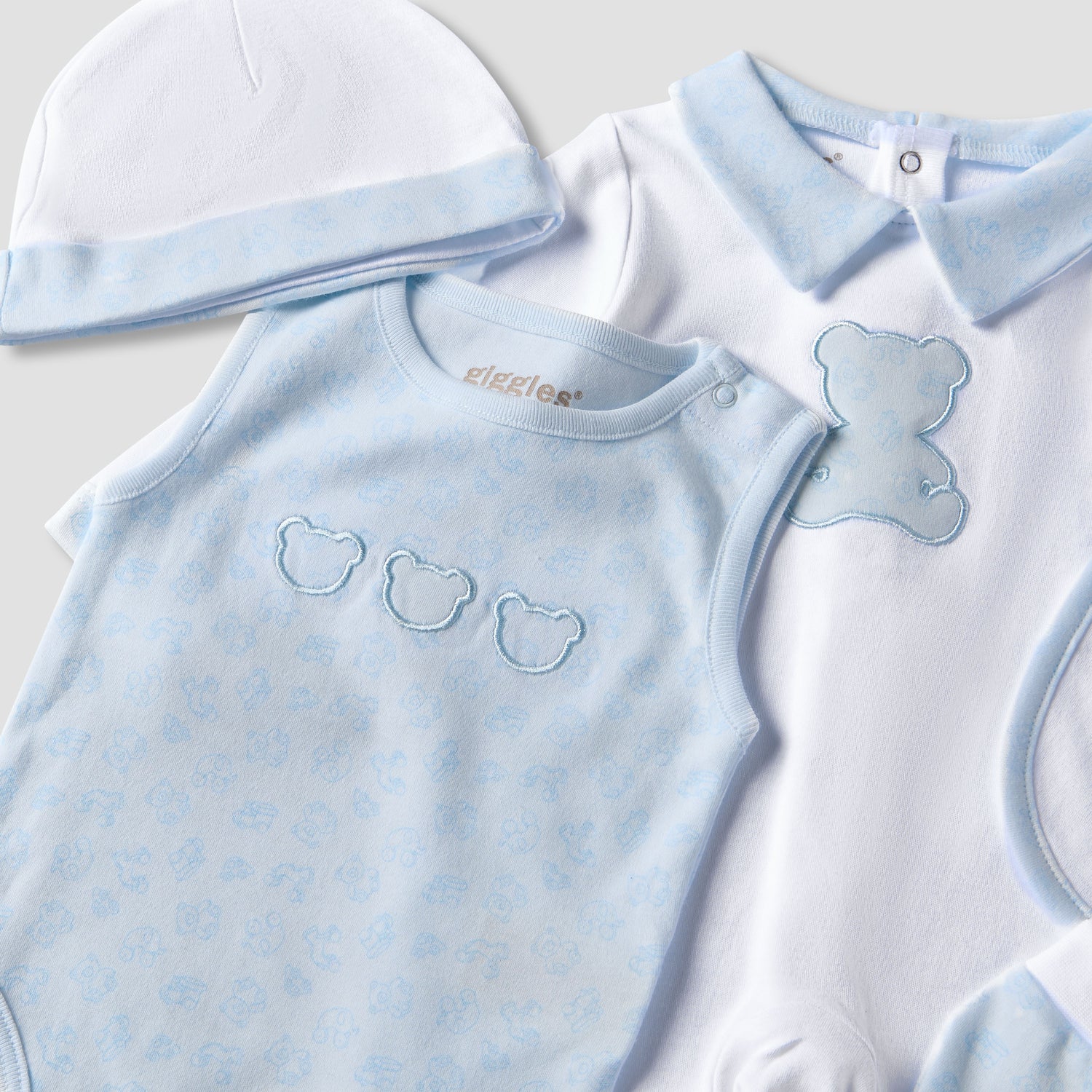Set of 6 Giggles Clothing Gift Set with Embroidery