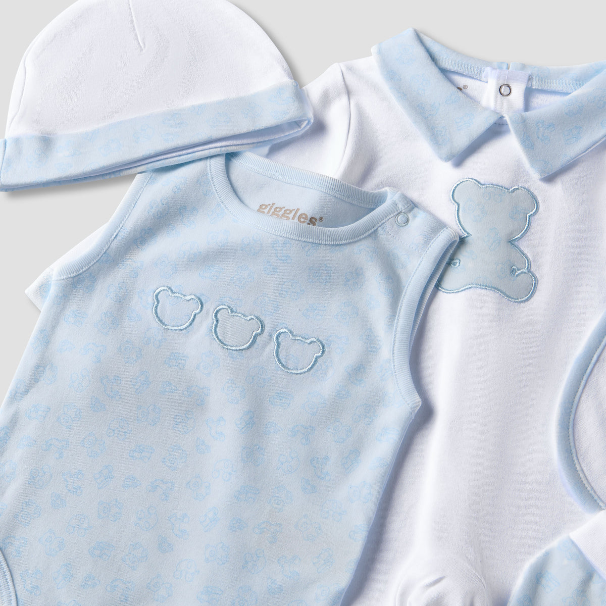 Set of 6 Giggles Clothing Gift Set with Embroidery