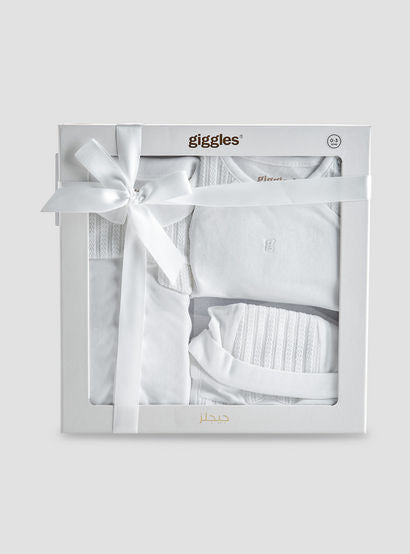 Giggles 4-Piece Boys Gift Set - Cotton - Sleepsuit, Cap, Bodysuit - Textured-baby-boys-clothing-setsandcoords-image-1