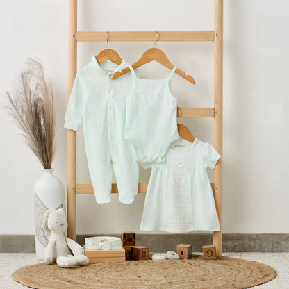 Giggles 4-Piece Girls Gift Set - Cotton - Sleepsuit, Bodysuit, Dress - Lace Detail