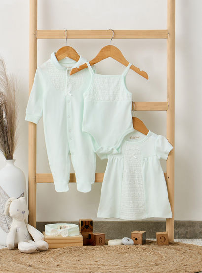 Giggles 4-Piece Girls Gift Set - Cotton - Sleepsuit, Bodysuit, Dress - Lace Detail-baby-girls-clothing-setsandcoords-image-10