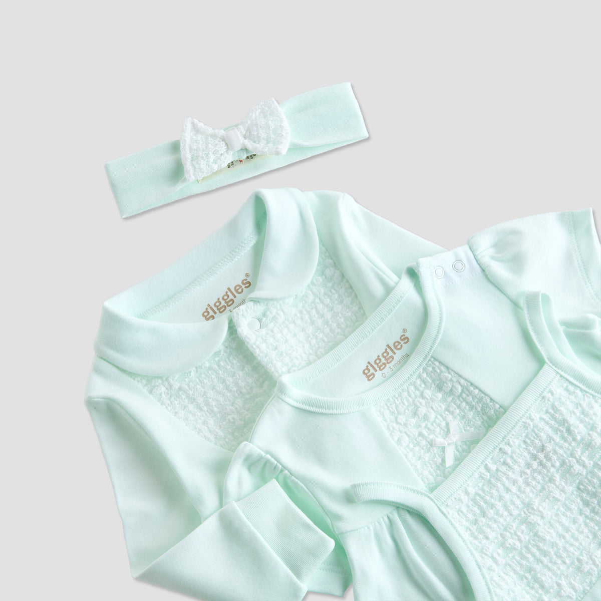 Giggles 4-Piece Girls Gift Set - Cotton - Sleepsuit, Bodysuit, Dress - Lace Detail