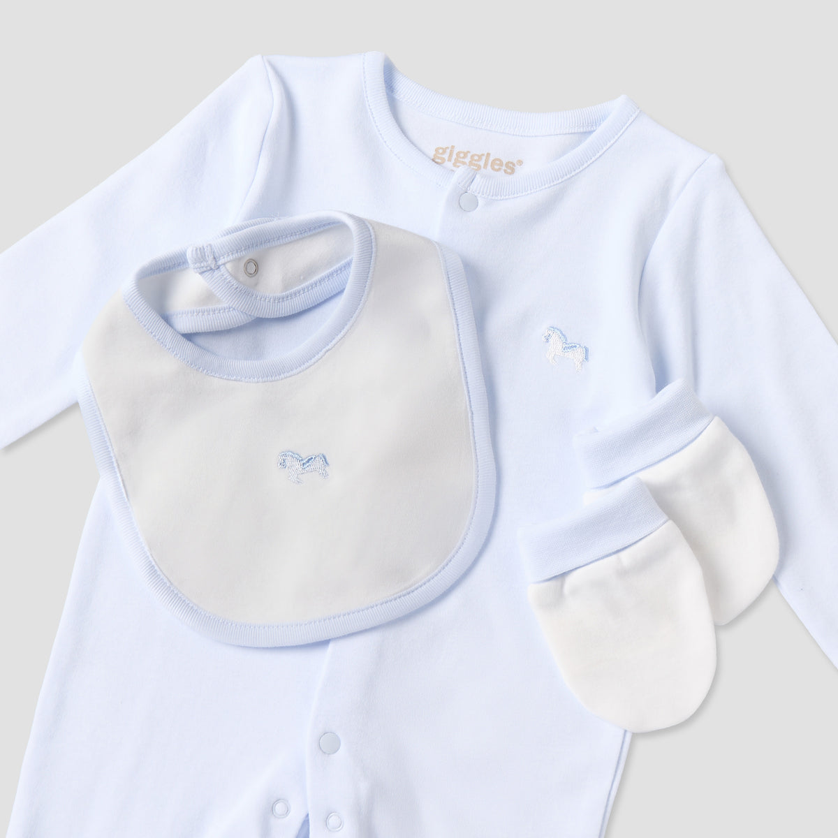 Set of 6 Giggles Clothing Gift Set with Horse Embroidery