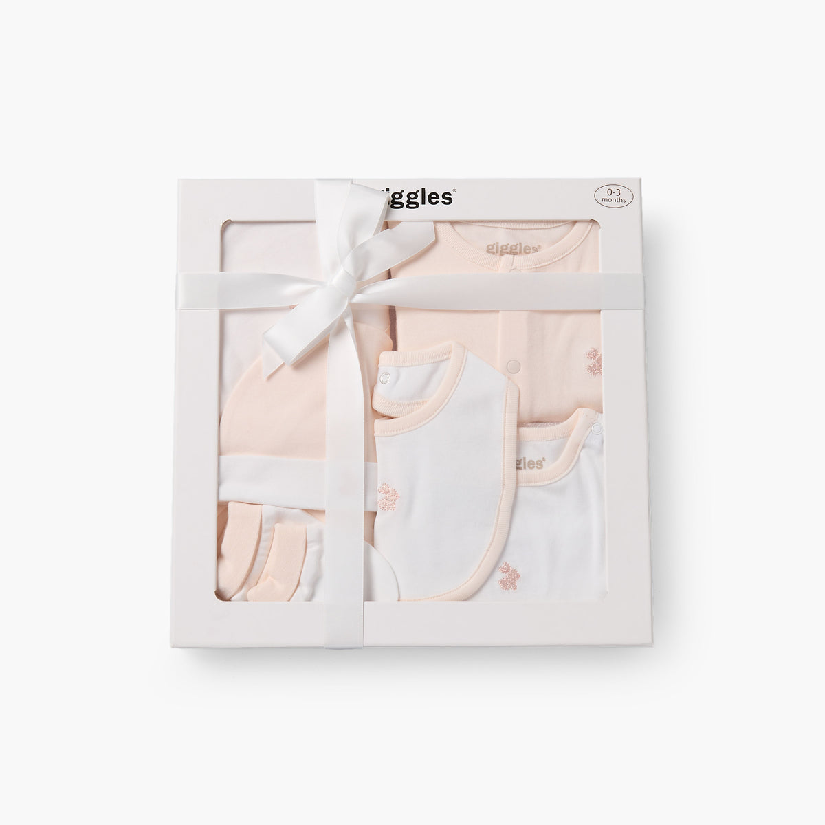 Set of 6 Giggles Clothing Gift Set with Embroidery - Pink / 0-3 mths