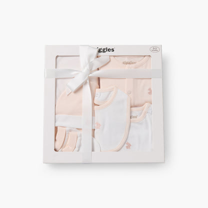 Set of 6 Giggles Clothing Gift Set with Embroidery - Pink / 0-3 mths
