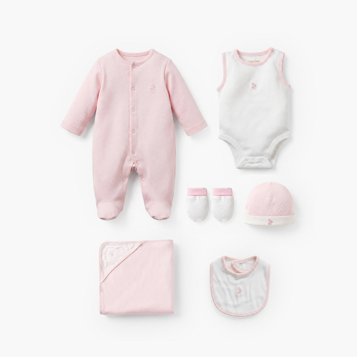 Set of 6 Giggles Clothing Gift Set with Embroidery