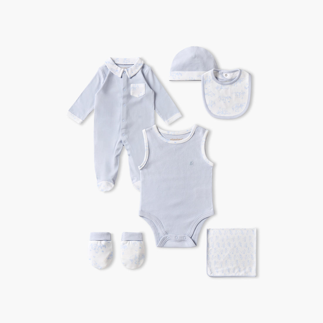 Set of 6 Giggles Clothing Gift Set with Bear Print