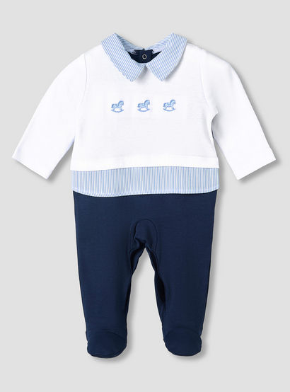 Giggles Cotton Collared Long Sleeves Sleepsuit with Horse Embroidery-baby-boys-clothing-nightwear-sleepsuits-image-2