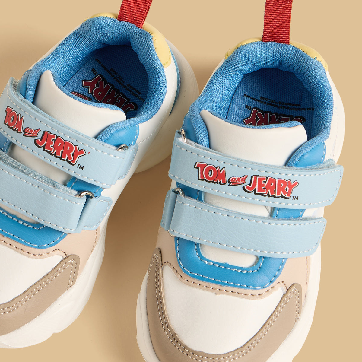 Tom and Jerry Print Sports Shoes with Hook and Loop Closure