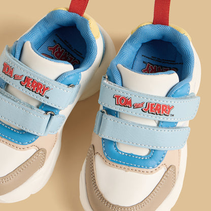 Tom and Jerry Print Sports Shoes with Hook and Loop Closure