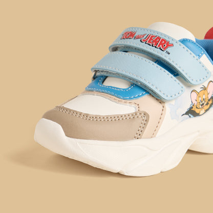 Tom and Jerry Print Sports Shoes with Hook and Loop Closure