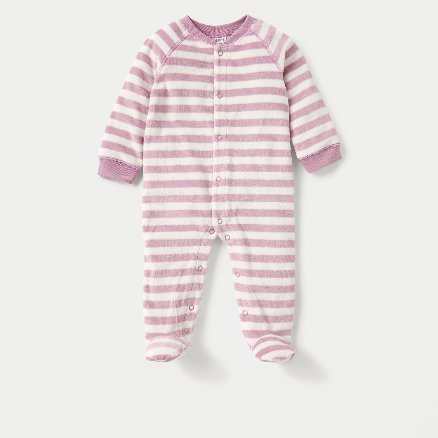 Juniors Striped Closed Feet Sleepsuit with Long Sleeves - Pink / 9-12 mths