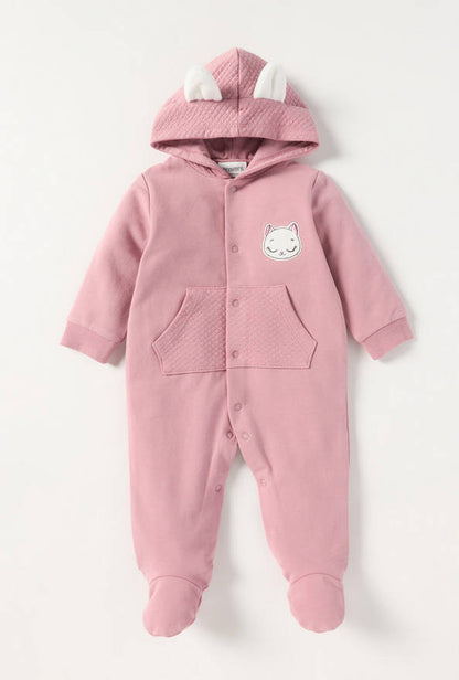 Juniors Ear Applique Hooded Closed Feet Sleepsuit with Button Closure