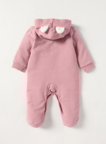 Juniors Ear Applique Hooded Closed Feet Sleepsuit with Button Closure-baby-girls-clothing-nightwear-sleepsuits-image-2