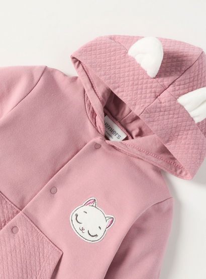 Juniors Ear Applique Hooded Closed Feet Sleepsuit with Button Closure-baby-girls-clothing-nightwear-sleepsuits-image-3
