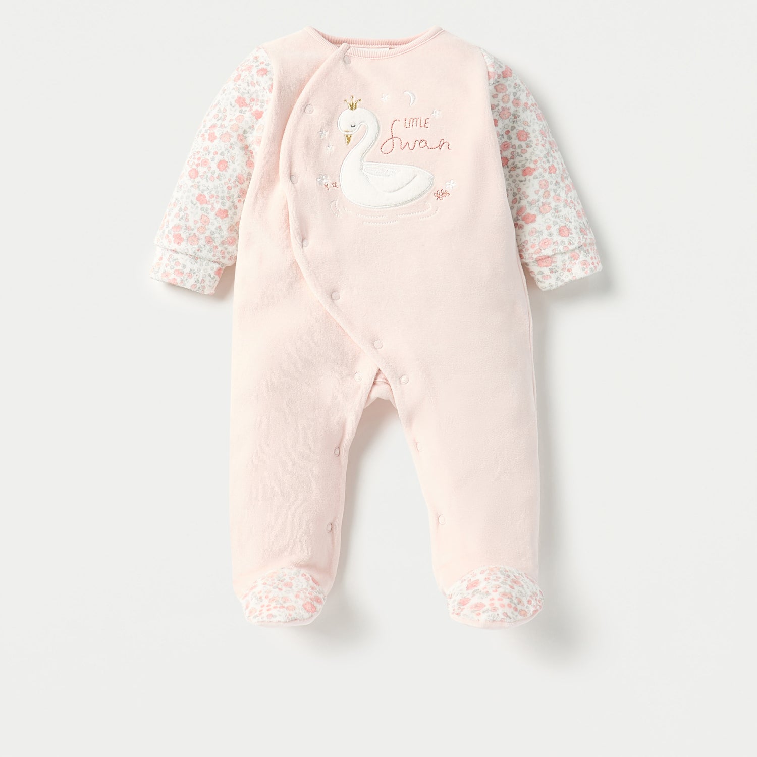 Juniors Printed Velour Closed Feet Sleepsuit with Cap