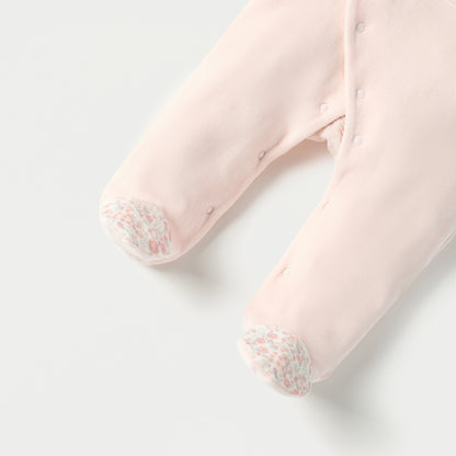 Juniors Printed Velour Closed Feet Sleepsuit with Cap