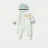 Juniors Lion Print Velour Closed Feet Sleepsuit with Cap - Green / 9-12 mths