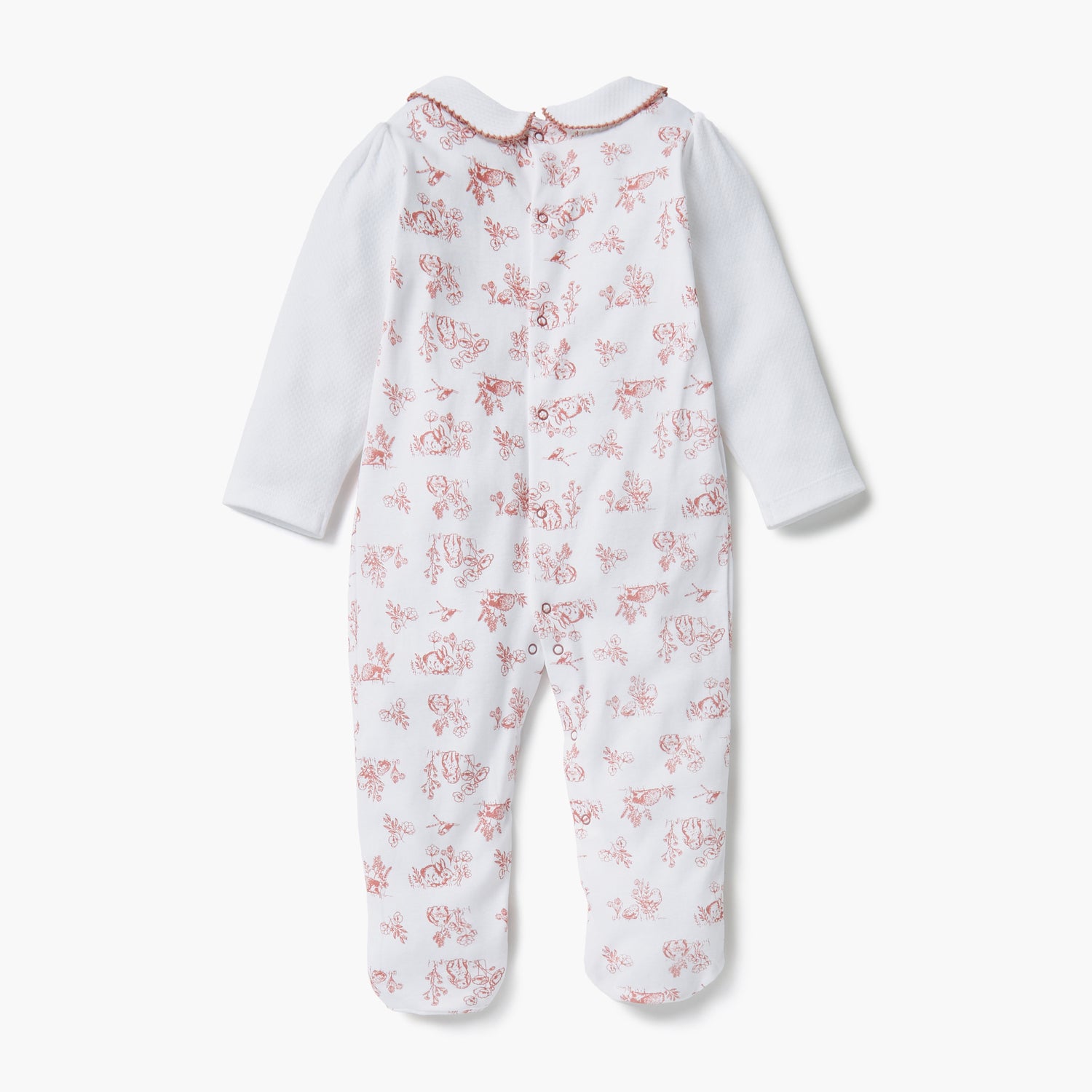 Giggles Animal Print Collared Neckline Closed Feet Sleepsuit with Button Closure