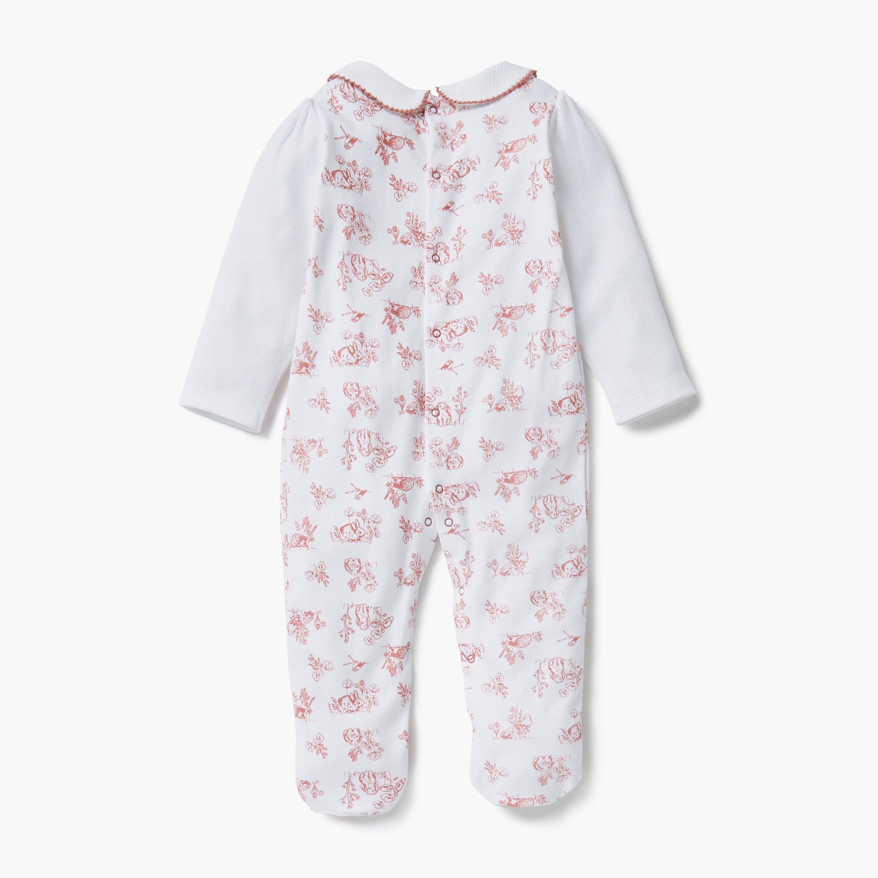 Giggles Animal Print Collared Neckline Closed Feet Sleepsuit with Button Closure