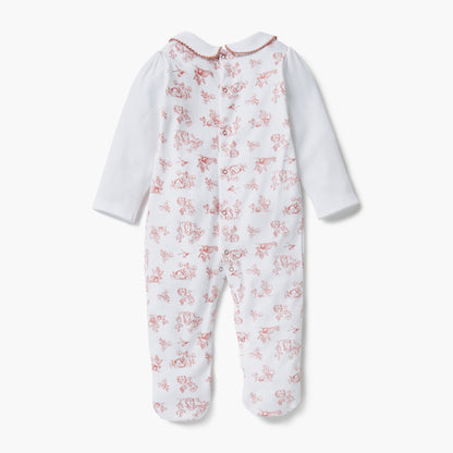 Giggles Animal Print Collared Neckline Closed Feet Sleepsuit with Button Closure
