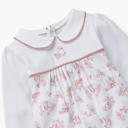 Giggles Animal Print Collared Neckline Closed Feet Sleepsuit with Button Closure