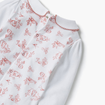 Giggles Animal Print Collared Neckline Closed Feet Sleepsuit with Button Closure