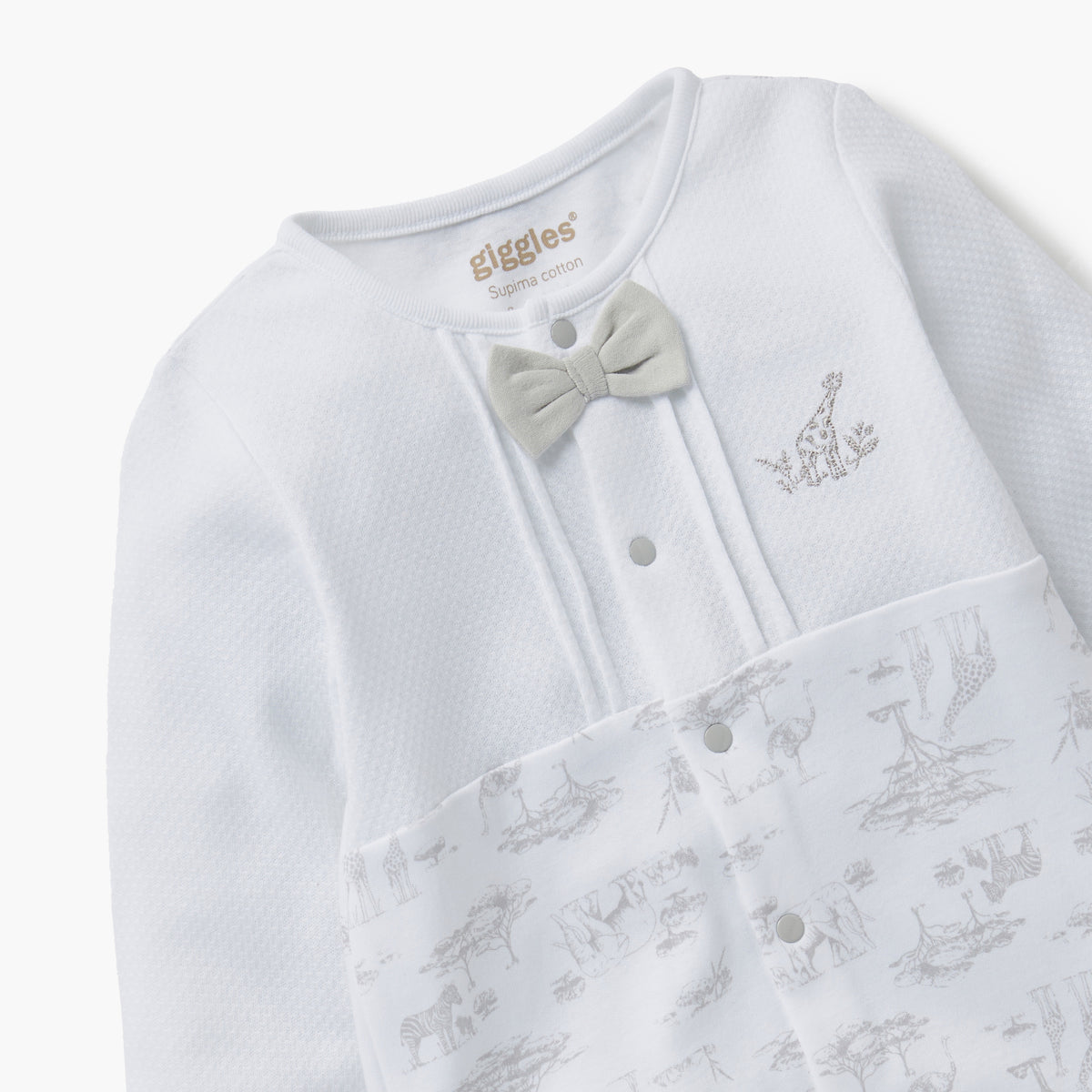 Giggles Animal Print Closed Feet Sleepsuit with Button Closure