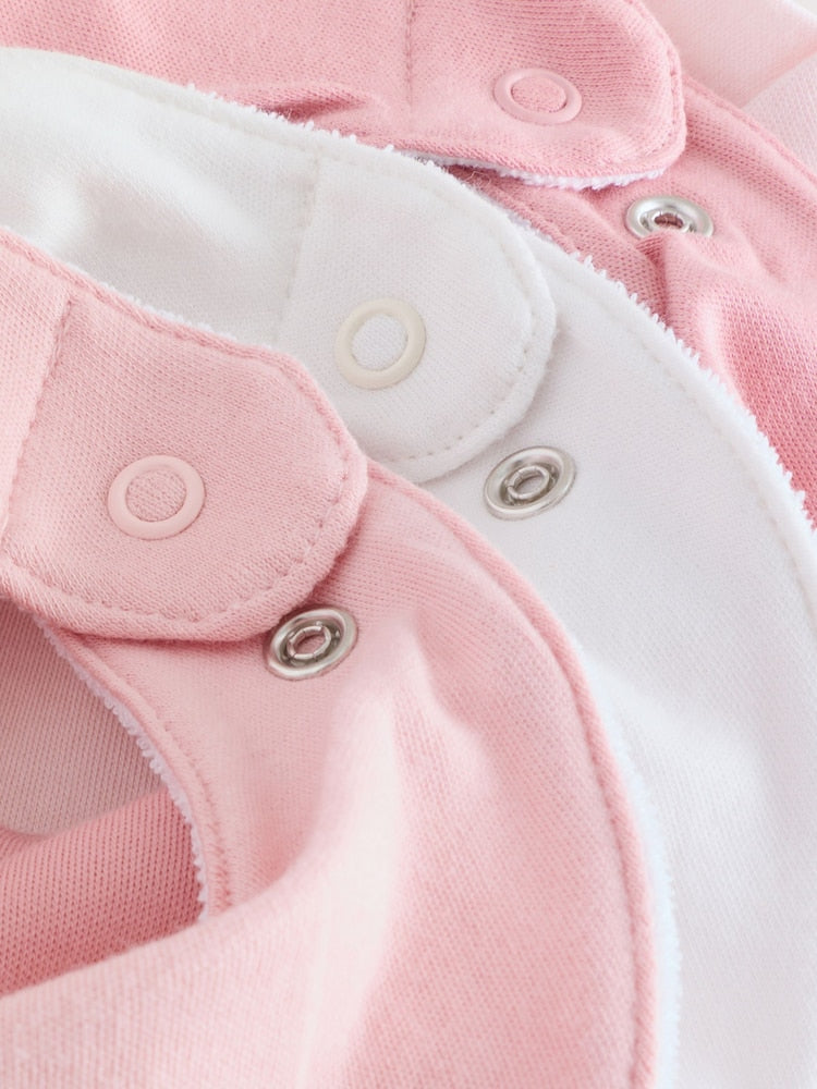 Pink 5 Pack Baby Dribble Bibs
