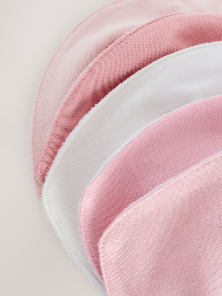 Pink 5 Pack Baby Dribble Bibs