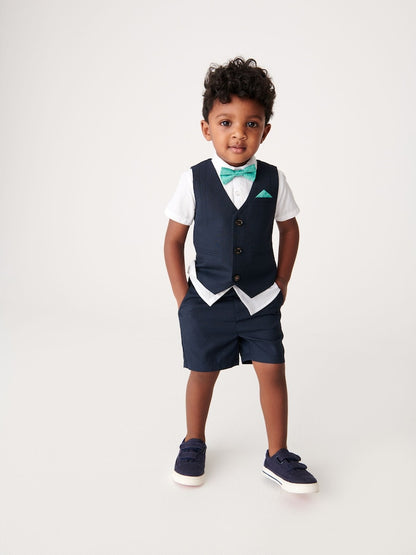 Baker by Ted Baker Shirt Waistcoat and Shorts Set - Navy Blue / 12-18 Months (80-86cm)