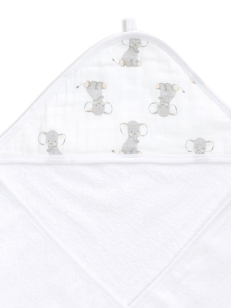 aden + anais White 100% Cotton Essentials Hooded Towel Safari Babes 2 Pack - Size One