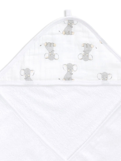 aden + anais White 100% Cotton Essentials Hooded Towel Safari Babes 2 Pack - Size One