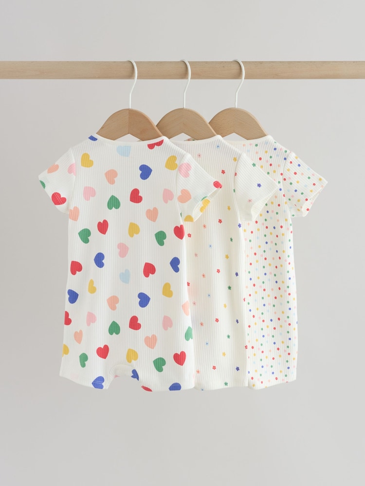 White/Blue/Red Two Way Zip Baby Rompers 3 Pack (0mths-3yrs)