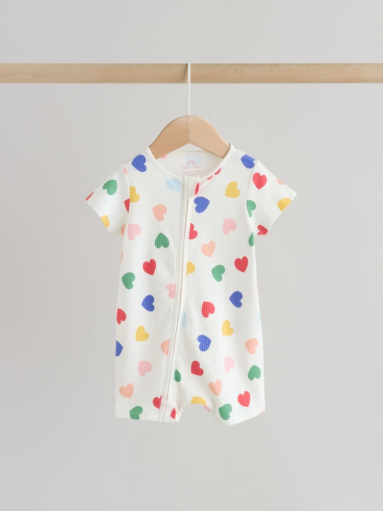 White/Blue/Red Two Way Zip Baby Rompers 3 Pack (0mths-3yrs)