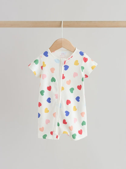 White/Blue/Red Two Way Zip Baby Rompers 3 Pack (0mths-3yrs)