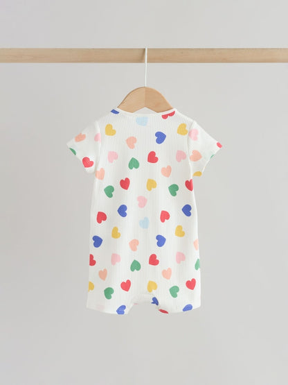 White/Blue/Red Two Way Zip Baby Rompers 3 Pack (0mths-3yrs)
