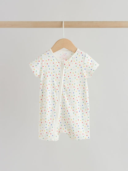 White/Blue/Red Two Way Zip Baby Rompers 3 Pack (0mths-3yrs)