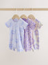 Lilac Purple Two Way Zip Baby Sleepsuits 3 Pack (0mths-3yrs) - 12-18 Months (80-86cm)