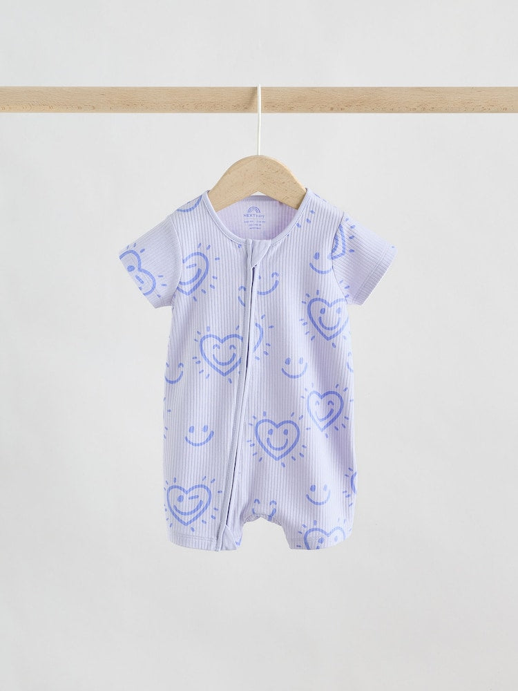Lilac Purple Two Way Zip Baby Sleepsuits 3 Pack (0mths-3yrs)