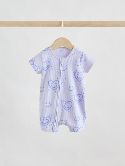 Lilac Purple Two Way Zip Baby Sleepsuits 3 Pack (0mths-3yrs)
