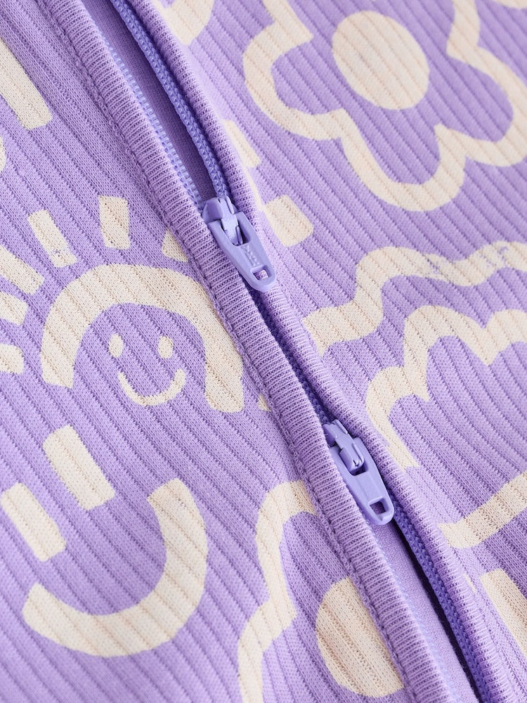Lilac Purple Two Way Zip Baby Sleepsuits 3 Pack (0mths-3yrs)