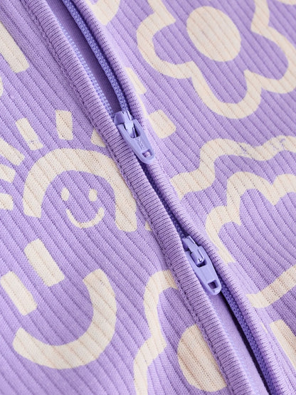 Lilac Purple Two Way Zip Baby Sleepsuits 3 Pack (0mths-3yrs)