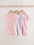 Pink/Blue Two Way Zip Baby Rompers 3 Pack (0mths-3yrs) - 12-18 Months (80-86cm)