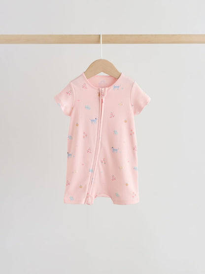 Pink/Blue Two Way Zip Baby Rompers 3 Pack (0mths-3yrs)