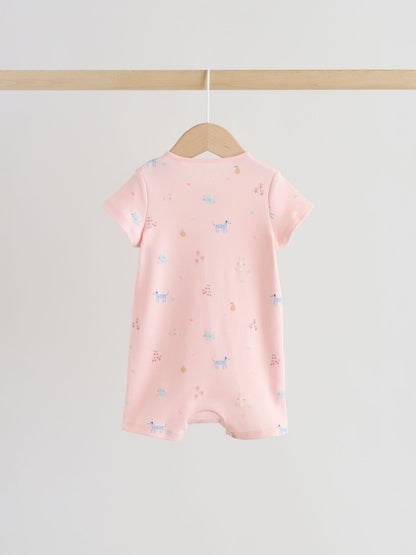 Pink/Blue Two Way Zip Baby Rompers 3 Pack (0mths-3yrs)